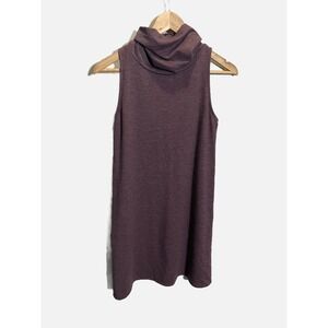Leith Shift Dress Women S Purple Cowl Neck Sleeveless Knit Casual Minimalist